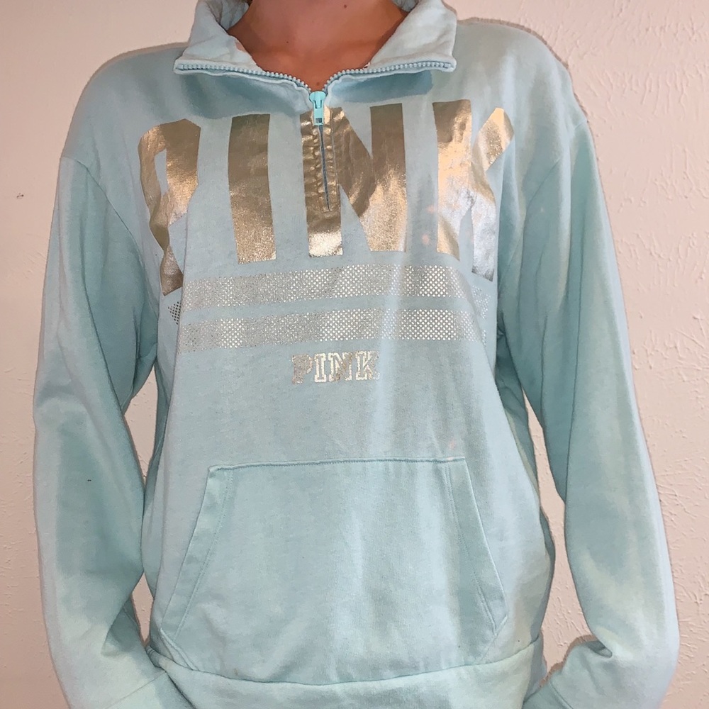 VS PINK 3/4 zip crew sweater